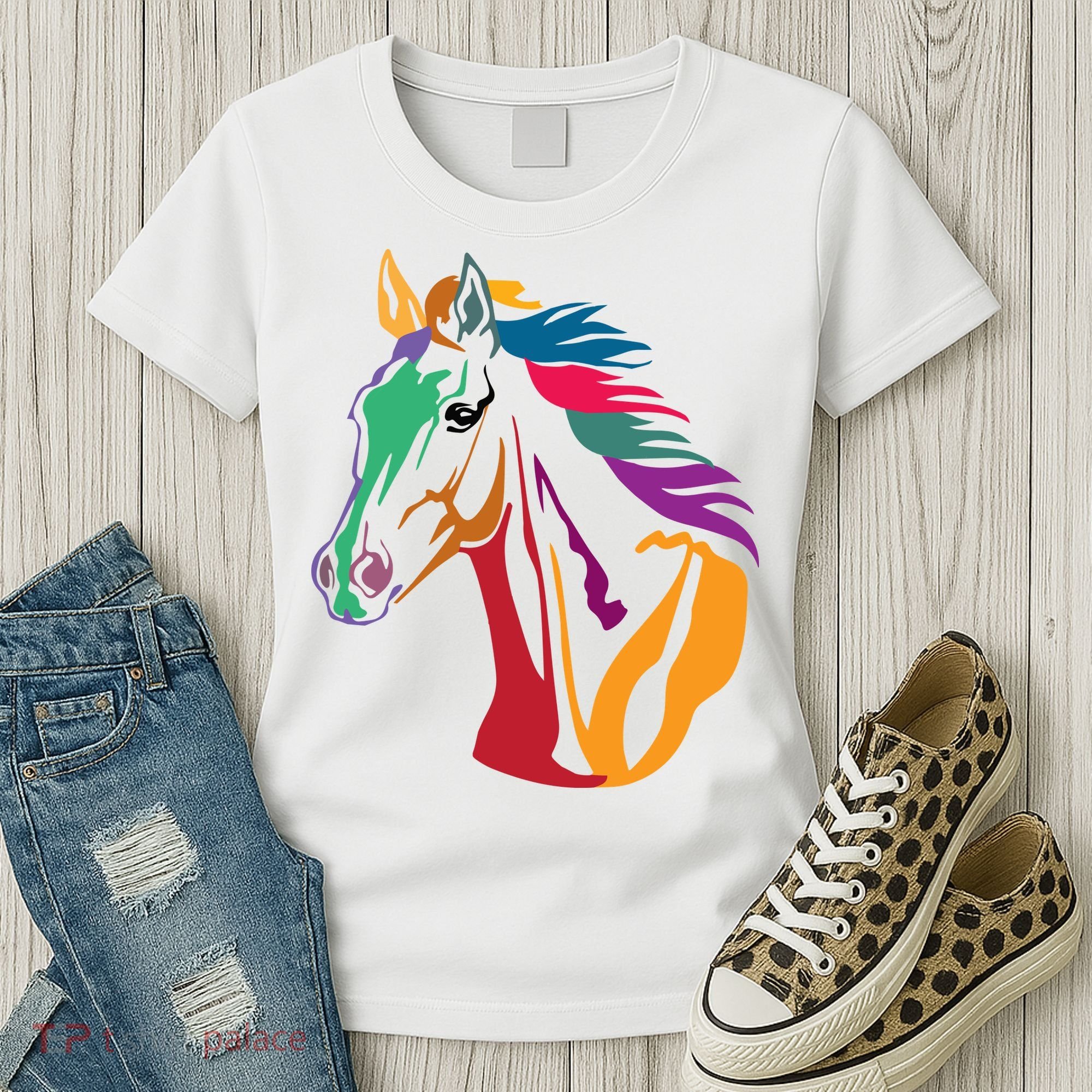 Rainbow Horse Lover Cute Women's T-Shirt