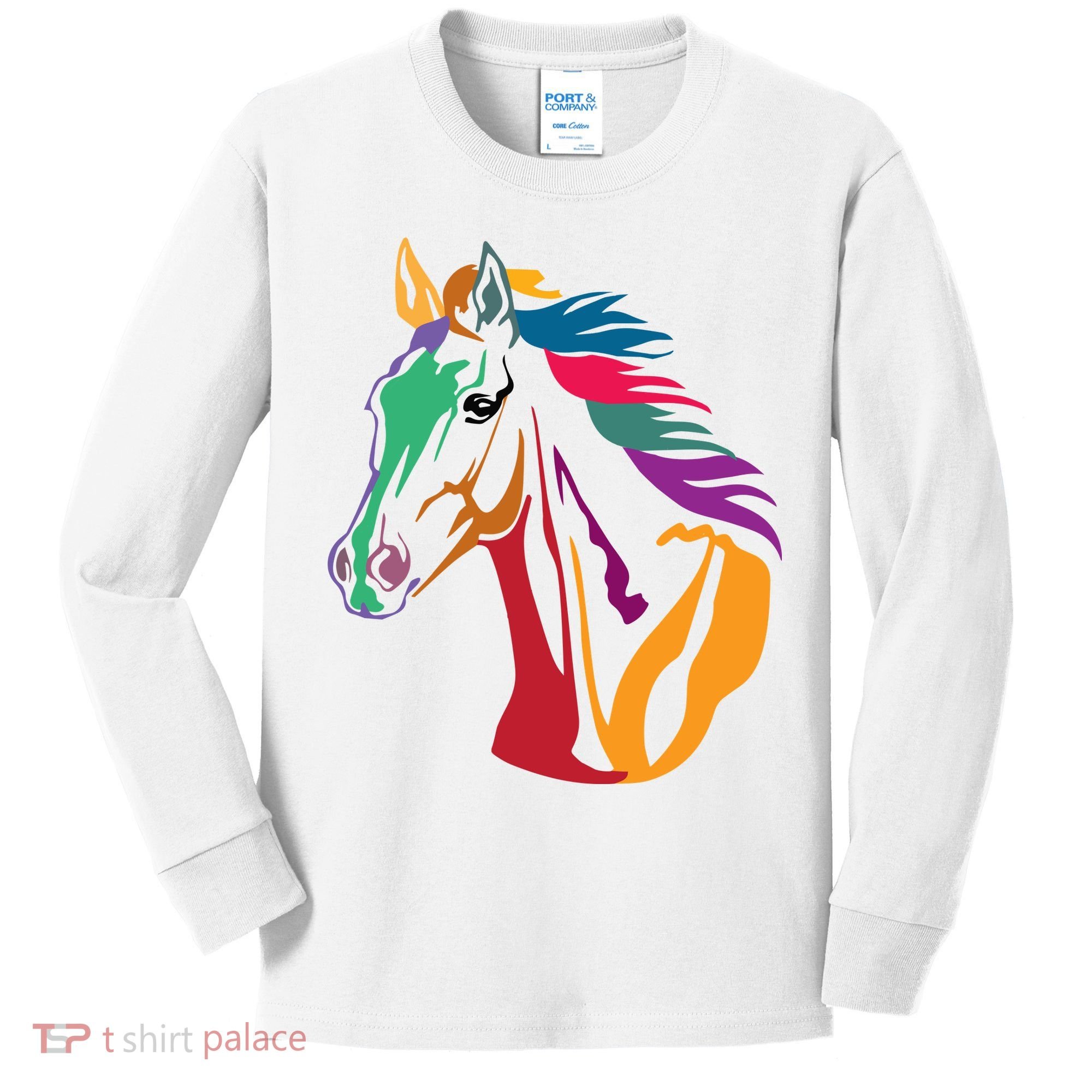 Rainbow Horse Lover Cute Kids Long Sleeve Shirt