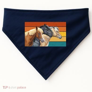 Retro Horses Lover Cute Gift USA-Made Doggie Bandana