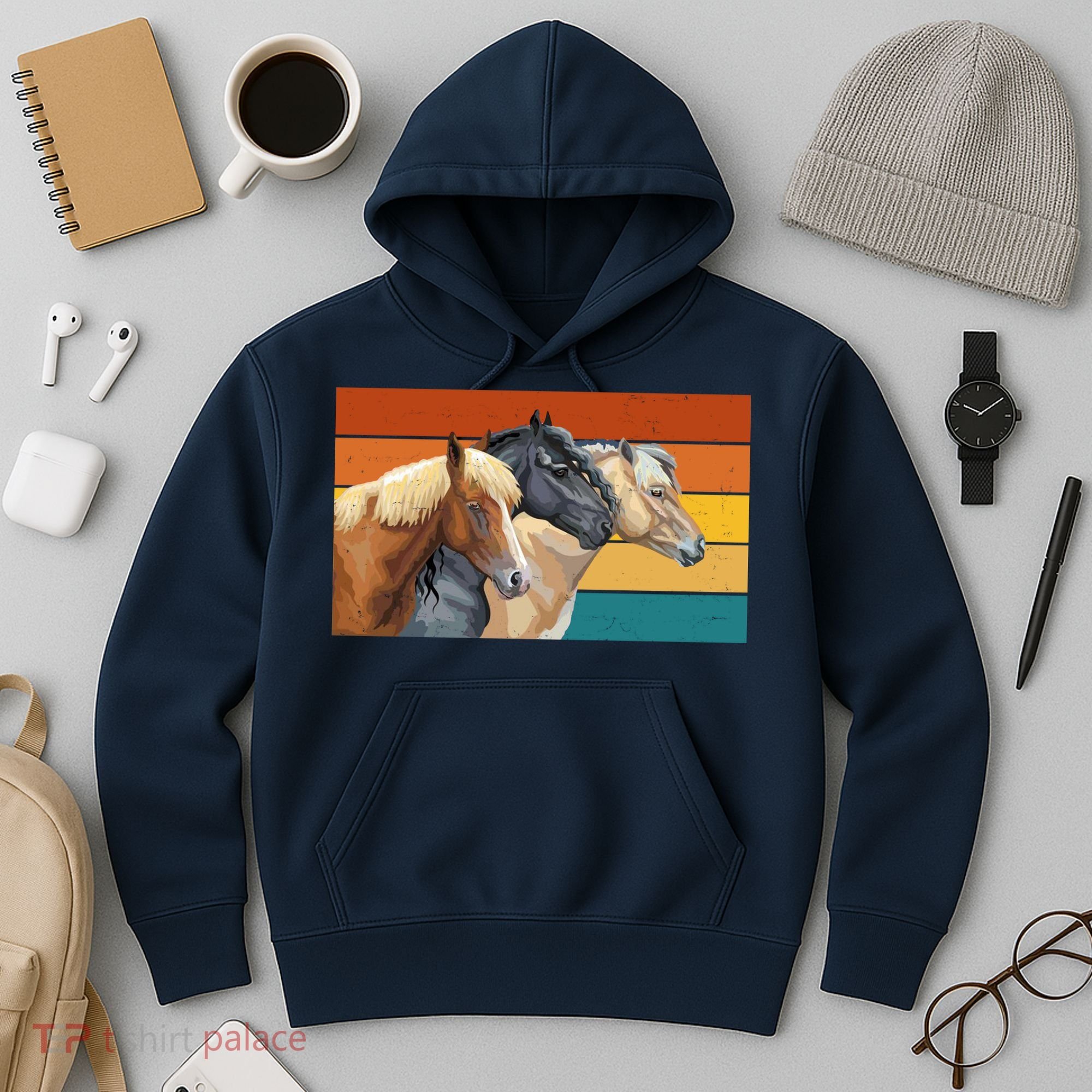 Retro Horses Lover Cute Gift Hoodie