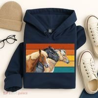 Retro Horses Lover Cute Gift Hoodie thumb 4