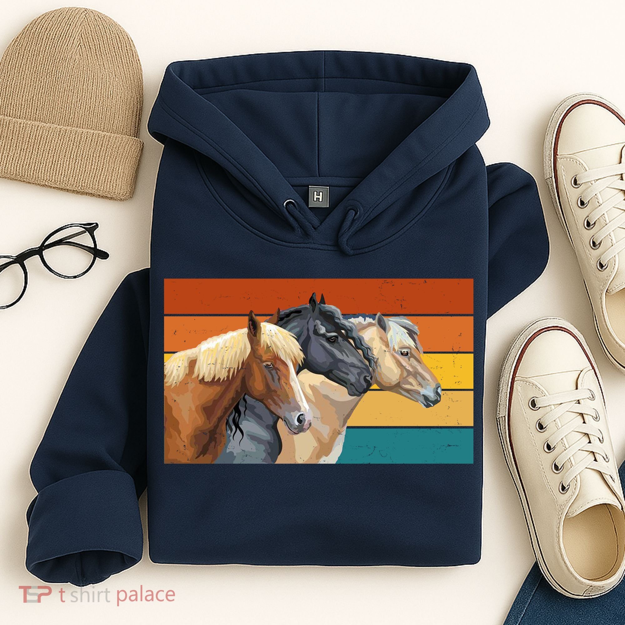 Retro Horses Lover Cute Gift Hoodie