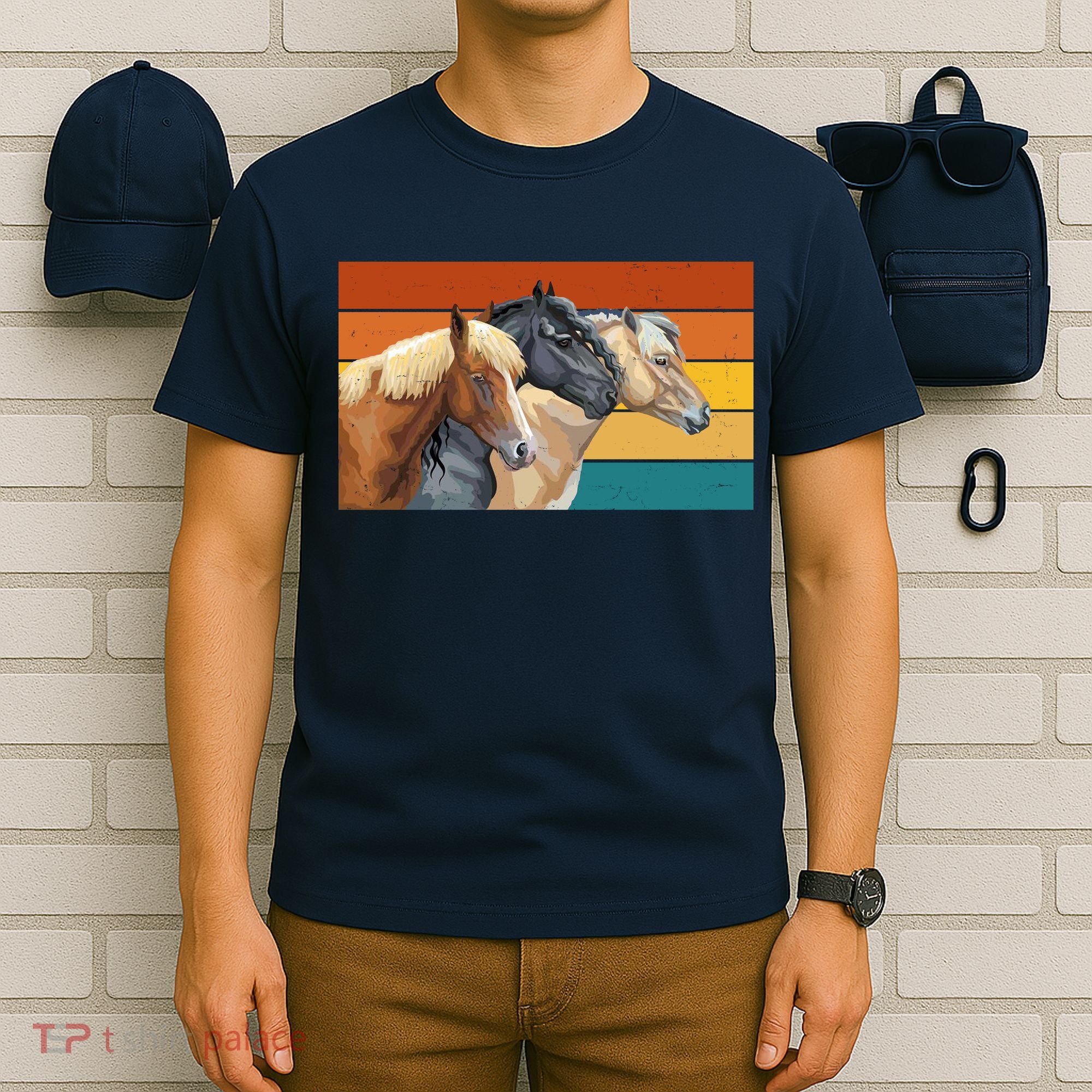 Retro Horses Lover Cute Gift T-Shirt