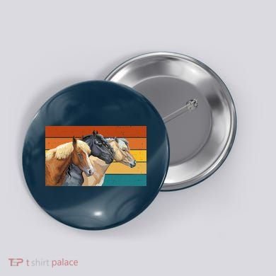 Retro Horses Lover Cute Gift Button