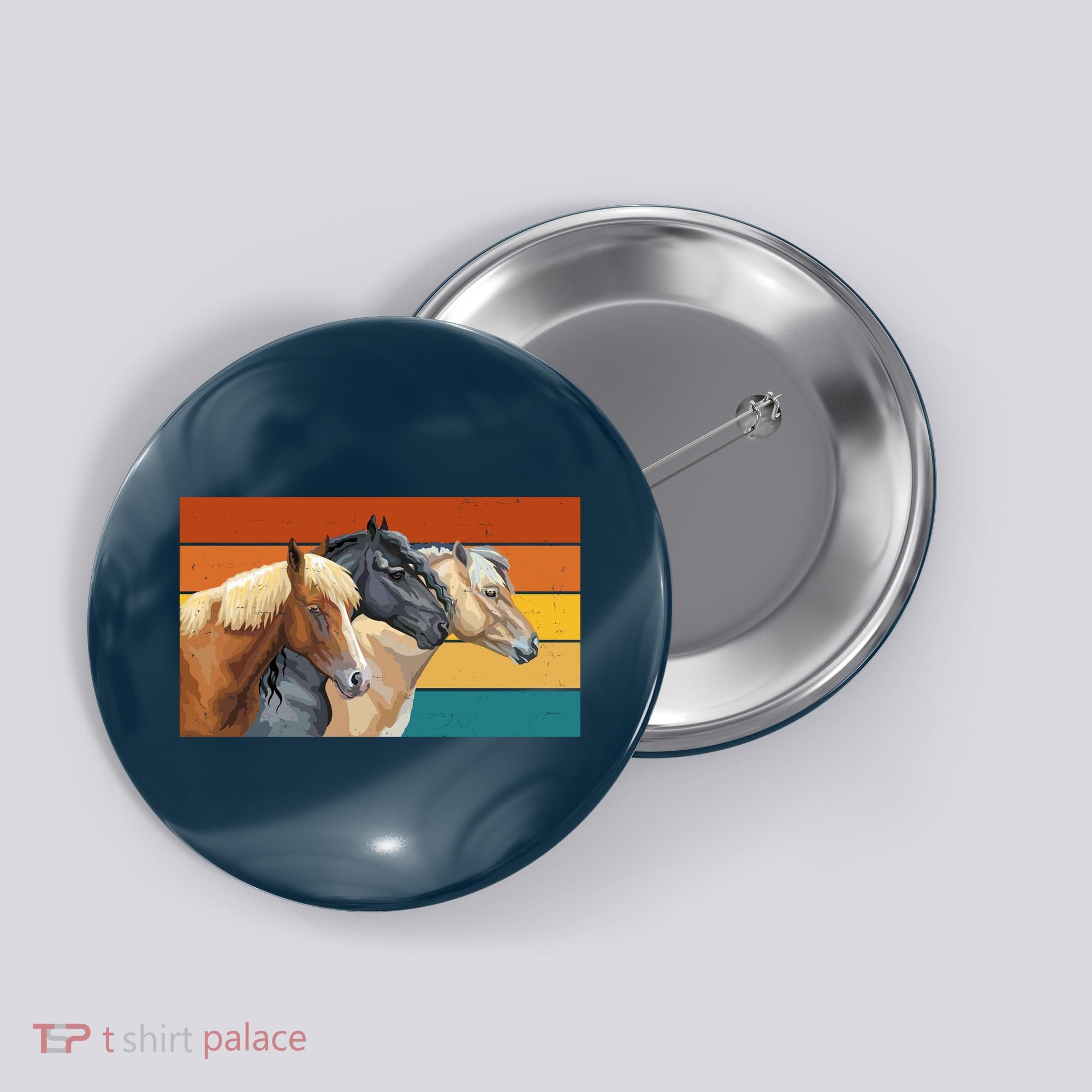 Retro Horses Lover Cute Gift Button