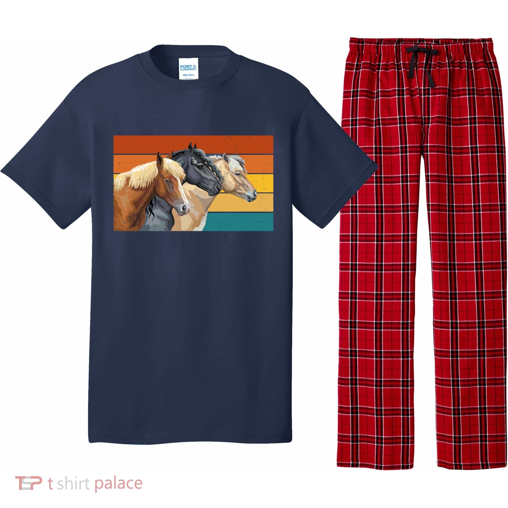 Retro Horses Lover Cute Gift Pajama Set