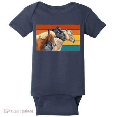 Retro Horses Lover Cute Gift Baby Bodysuit