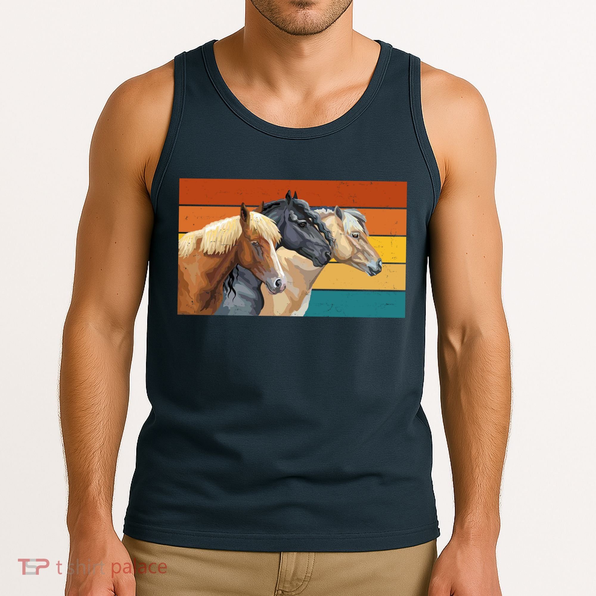 Retro Horses Lover Cute Gift Tank Top