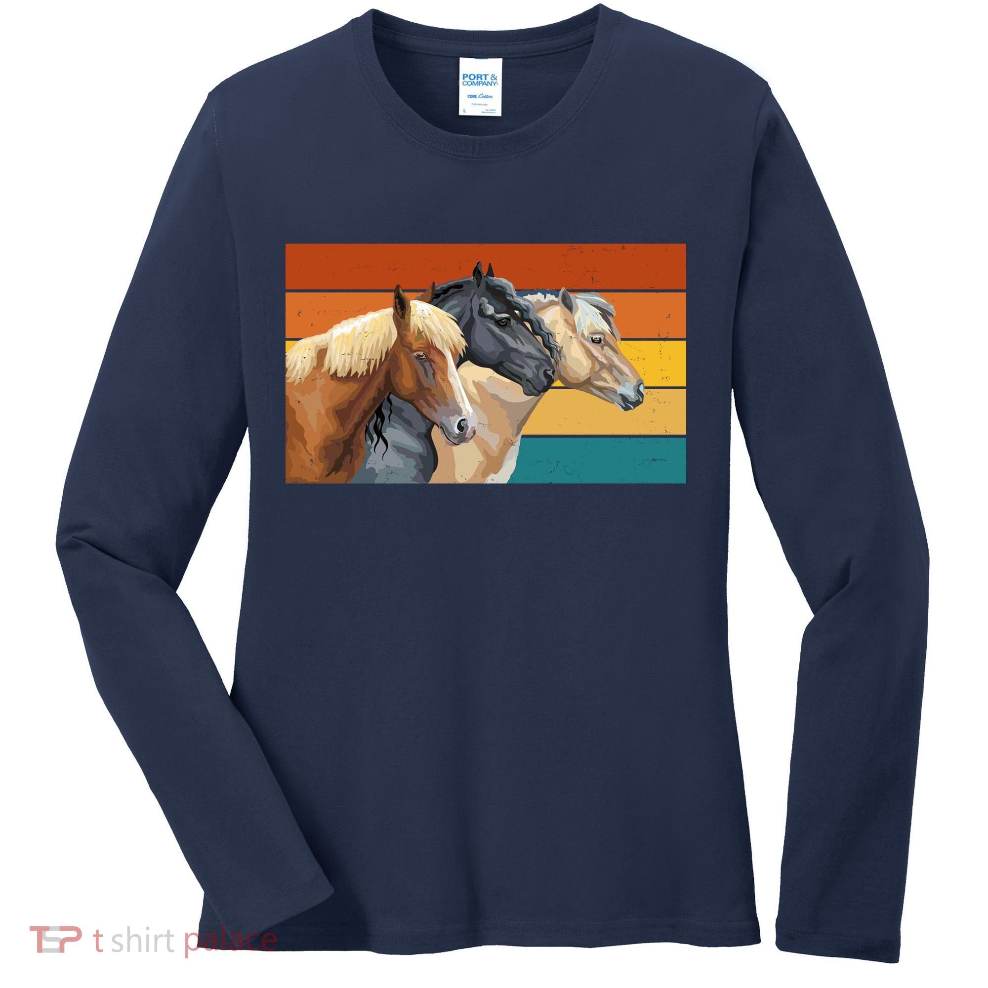 Retro Horses Lover Cute Gift Women's Long Sleeve Shirt