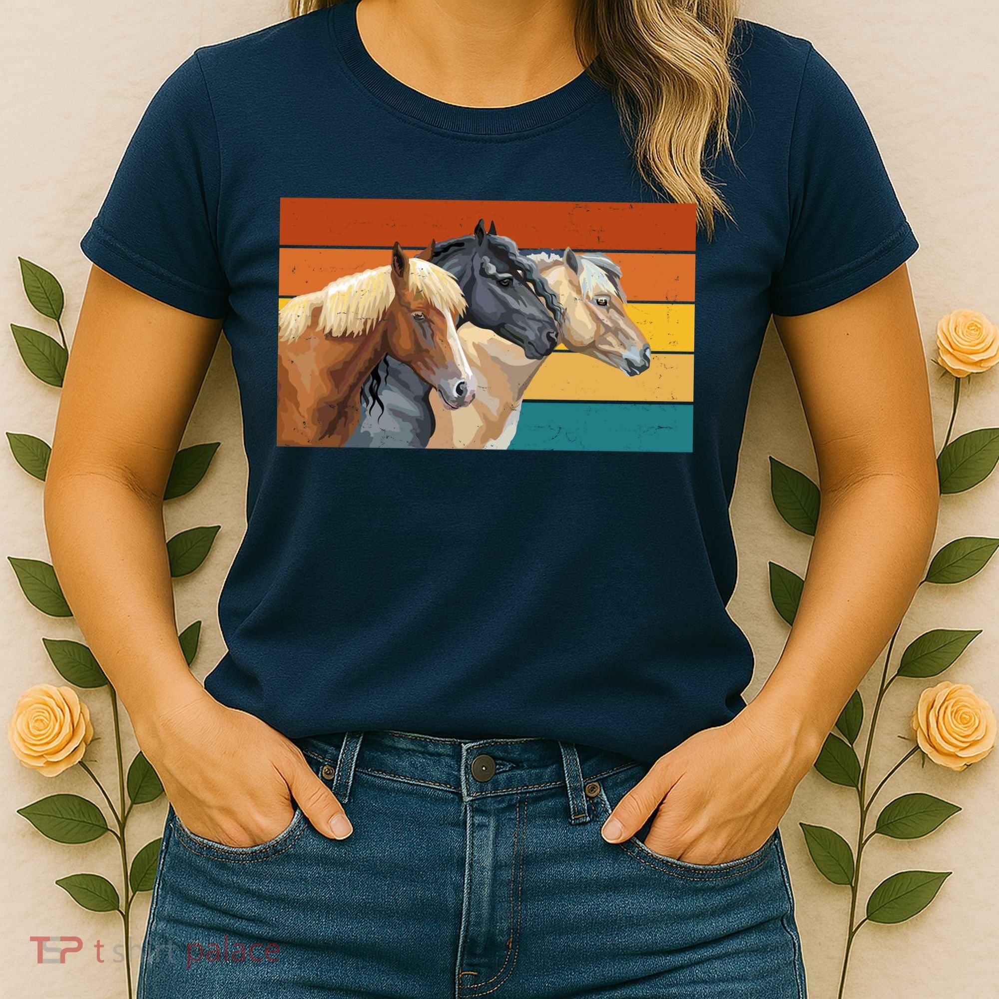 Retro Horses Lover Cute Gift Women's T-Shirt