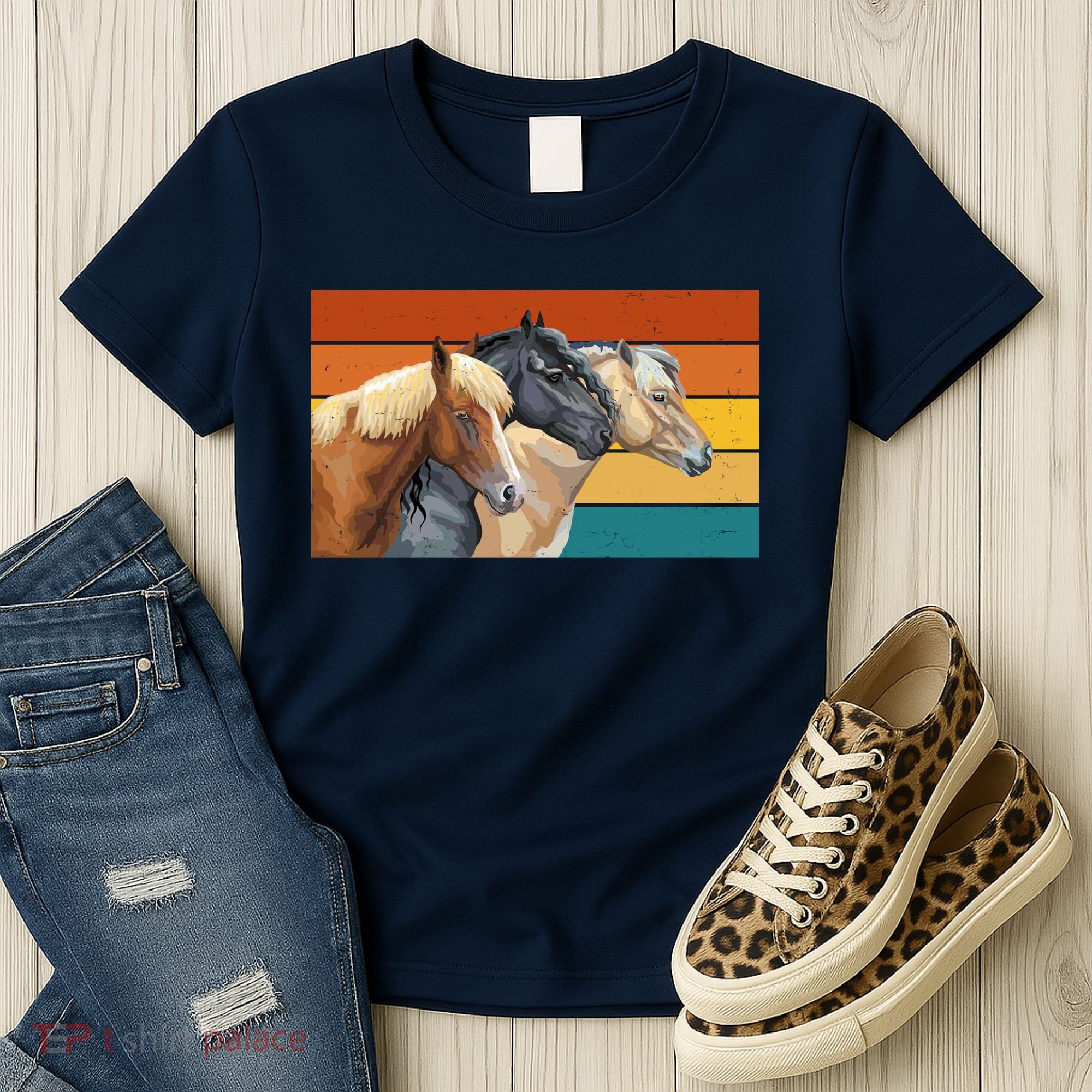 Retro Horses Lover Cute Gift Women's T-Shirt