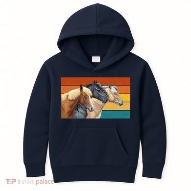 Retro Horses Lover Cute Gift Kids Hoodie