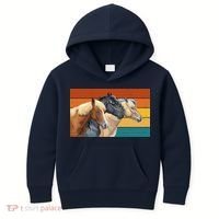 Retro Horses Lover Cute Gift Kids Hoodie thumb 0