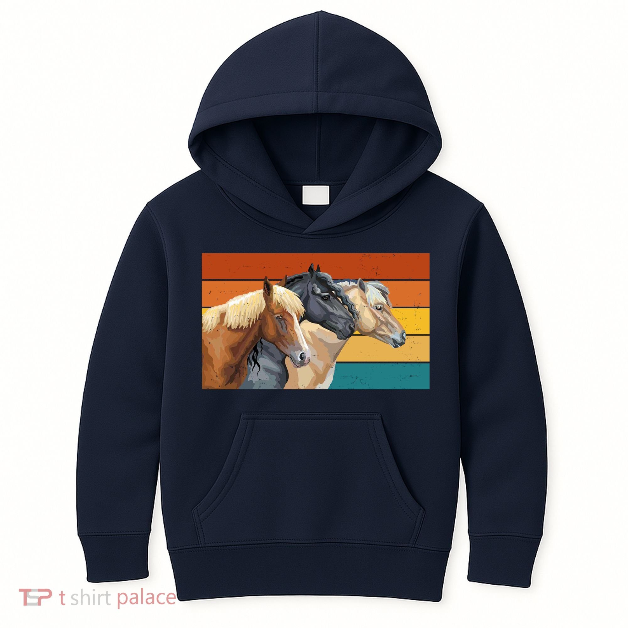 Retro Horses Lover Cute Gift Kids Hoodie