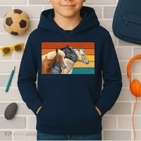 Retro Horses Lover Cute Gift Kids Hoodie thumb 2