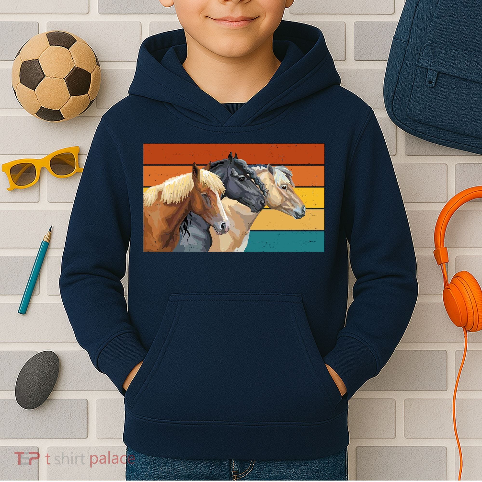 Retro Horses Lover Cute Gift Kids Hoodie