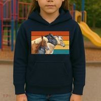 Retro Horses Lover Cute Gift Kids Hoodie thumb 3