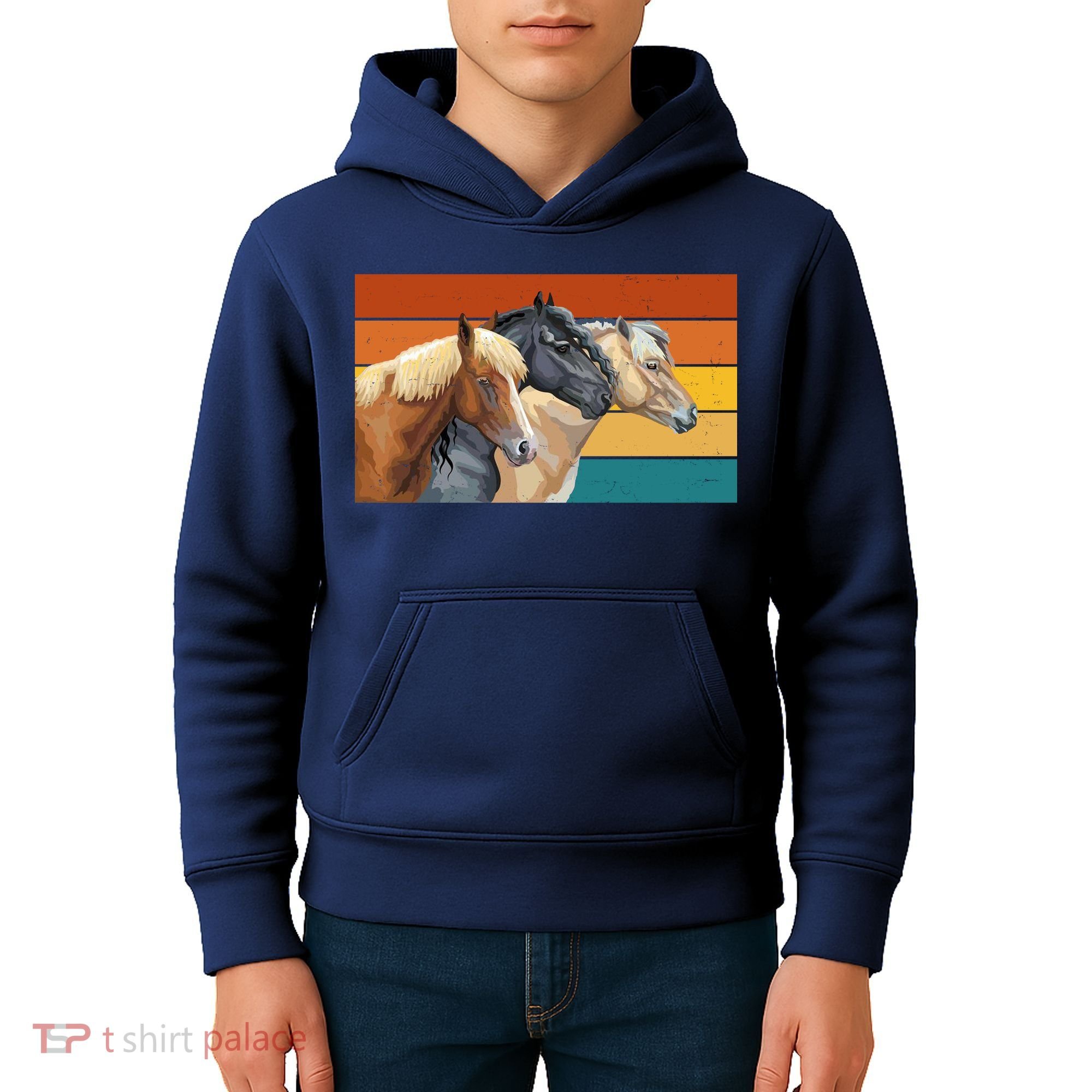 Retro Horses Lover Cute Gift Kids Hoodie