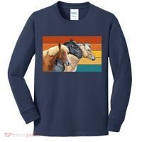 Retro Horses Lover Cute Gift Kids Long Sleeve Shirt thumb 0