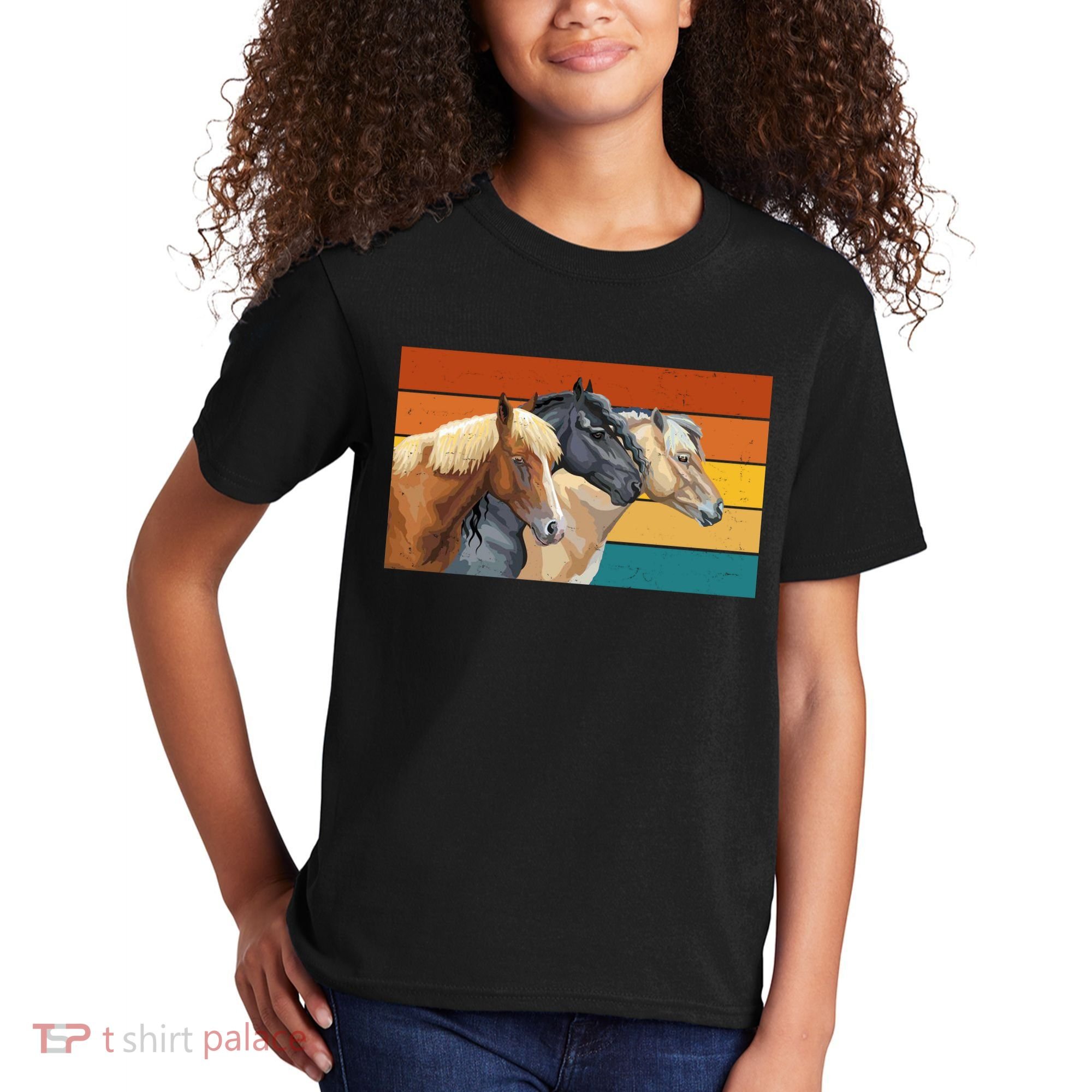Retro Horses Lover Cute Gift Kids T-Shirt