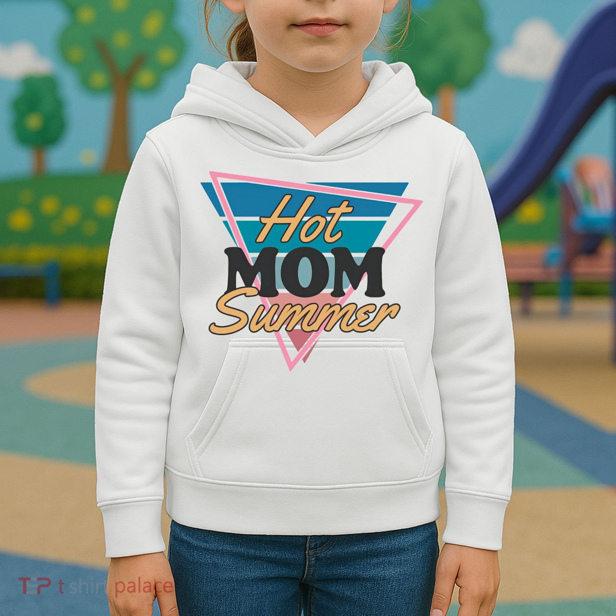 Retro Hot Mom Summer 80s Hot Mom Summer Vacation Kids Hoodie