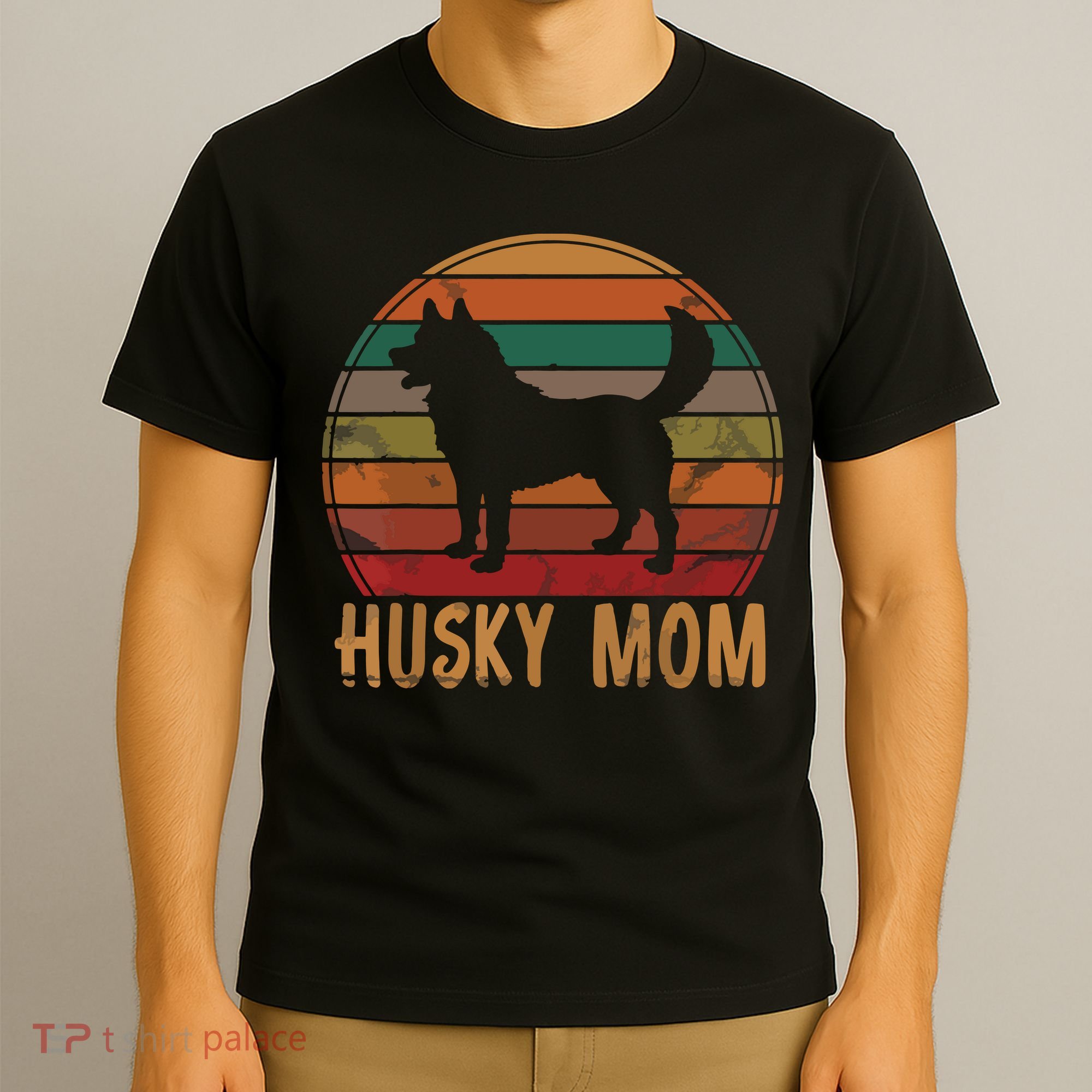 Retro Husky Mom Gift Dog Mother Pet Siberian Huskies Mama T-Shirt