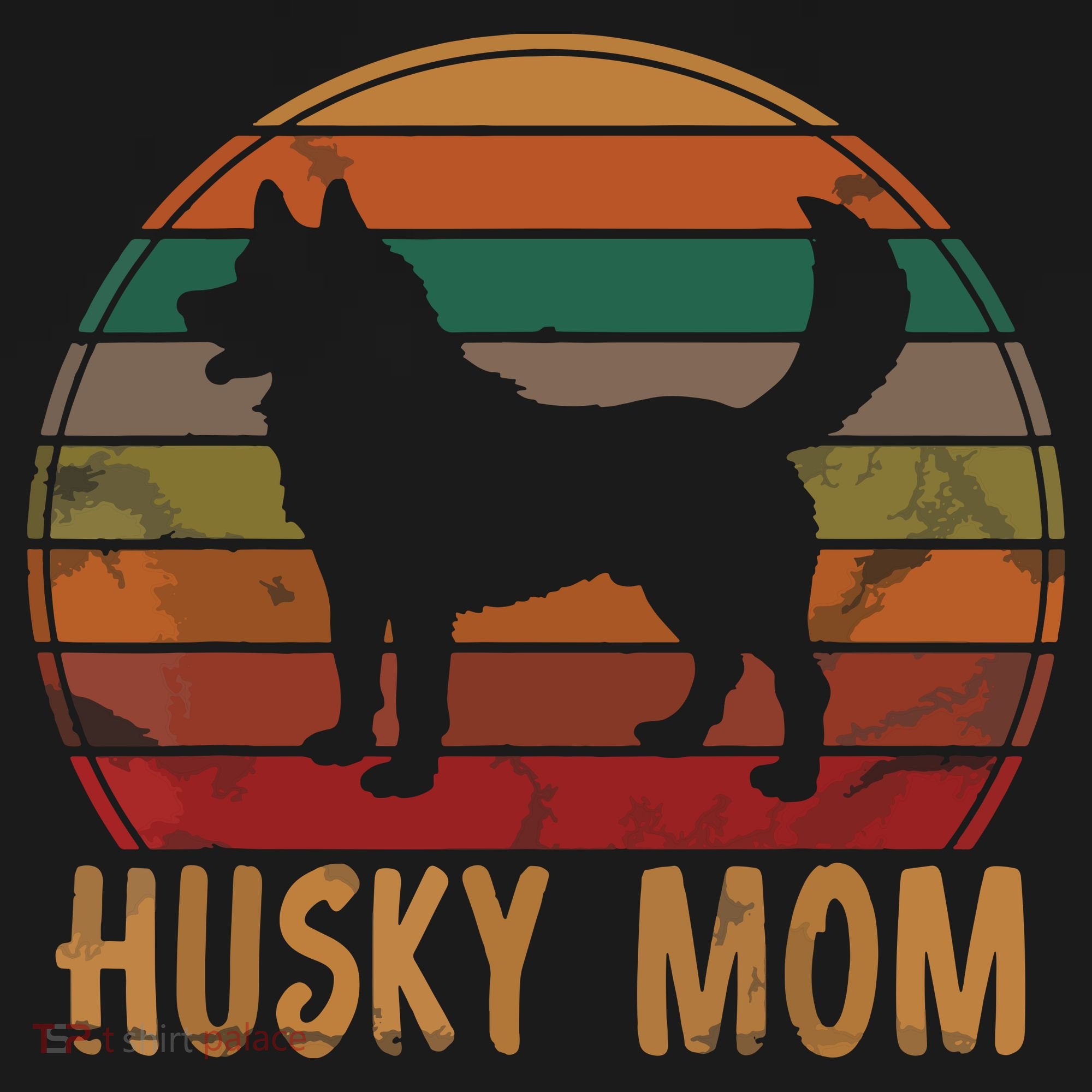 Retro Husky Mom Gift Dog Mother Pet Siberian Huskies Mama T-Shirt