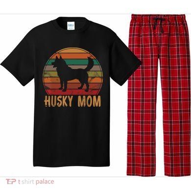 Retro Husky Mom Gift Dog Mother Pet Siberian Huskies Mama Pajama Set