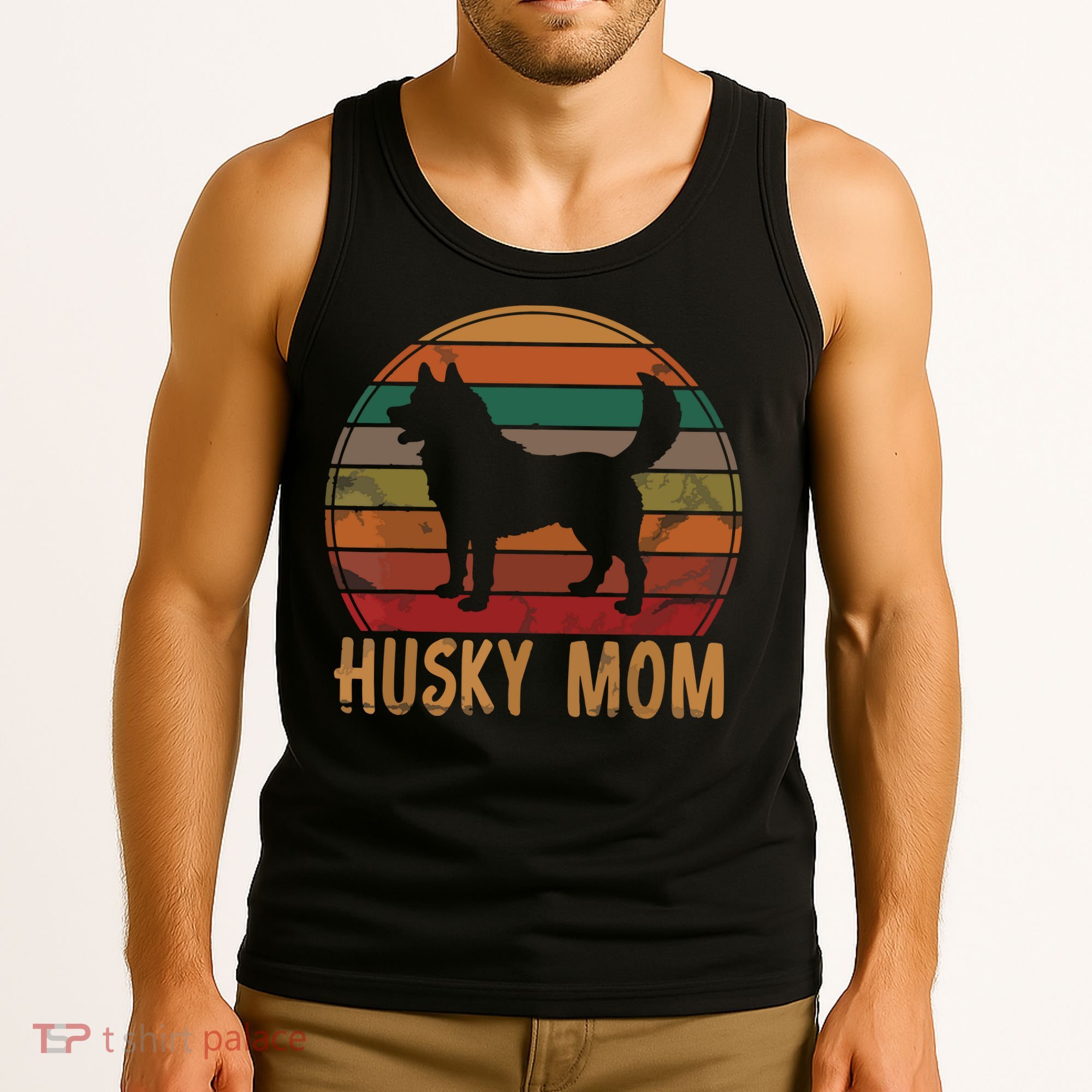 Retro Husky Mom Gift Dog Mother Pet Siberian Huskies Mama Tank Top