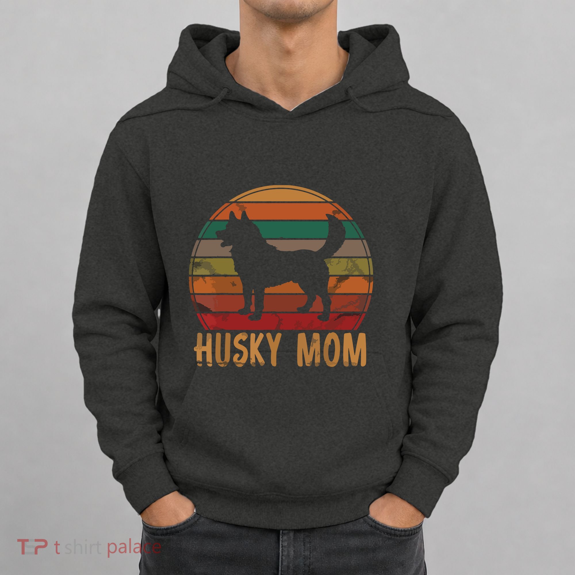 Retro Husky Mom Gift Dog Mother Pet Siberian Huskies Mama Hoodie
