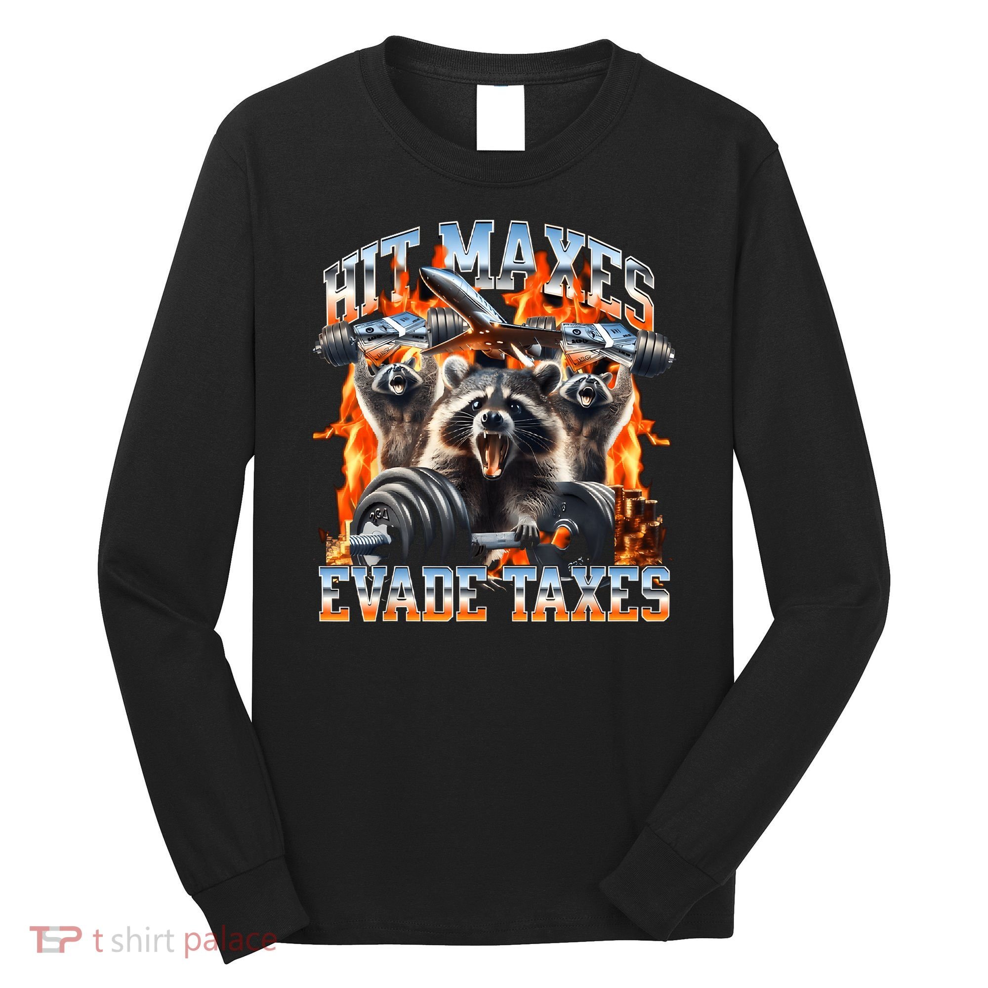Raccoon Hit Maxes Evade Taxes Long Sleeve Shirt