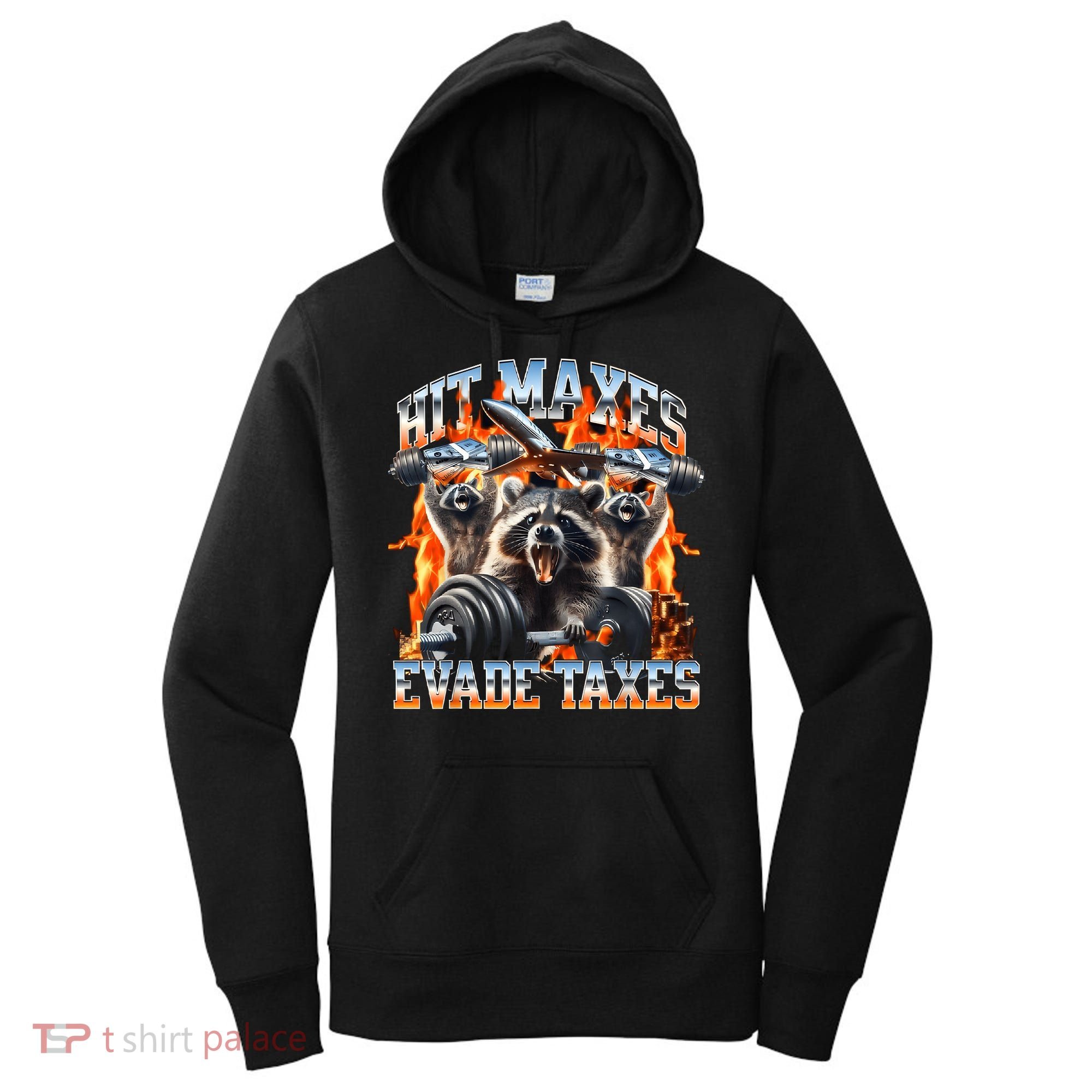 Raccoon Hit Maxes Evade Taxes Women's Hoodie