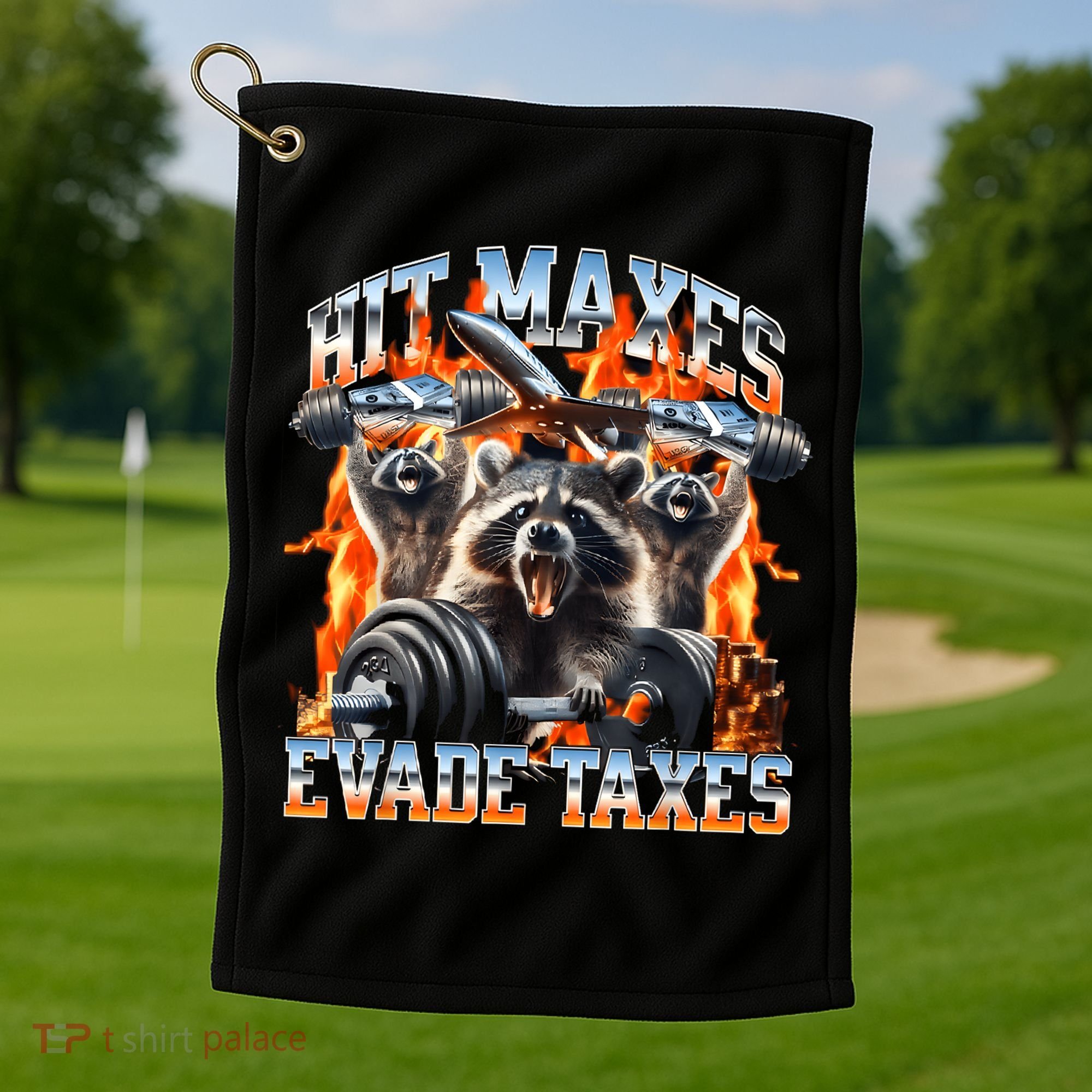 Raccoon Hit Maxes Evade Taxes Golf Towel