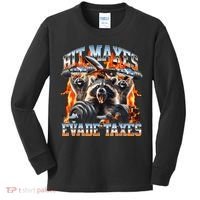 Raccoon Hit Maxes Evade Taxes Kids Long Sleeve Shirt thumb 0