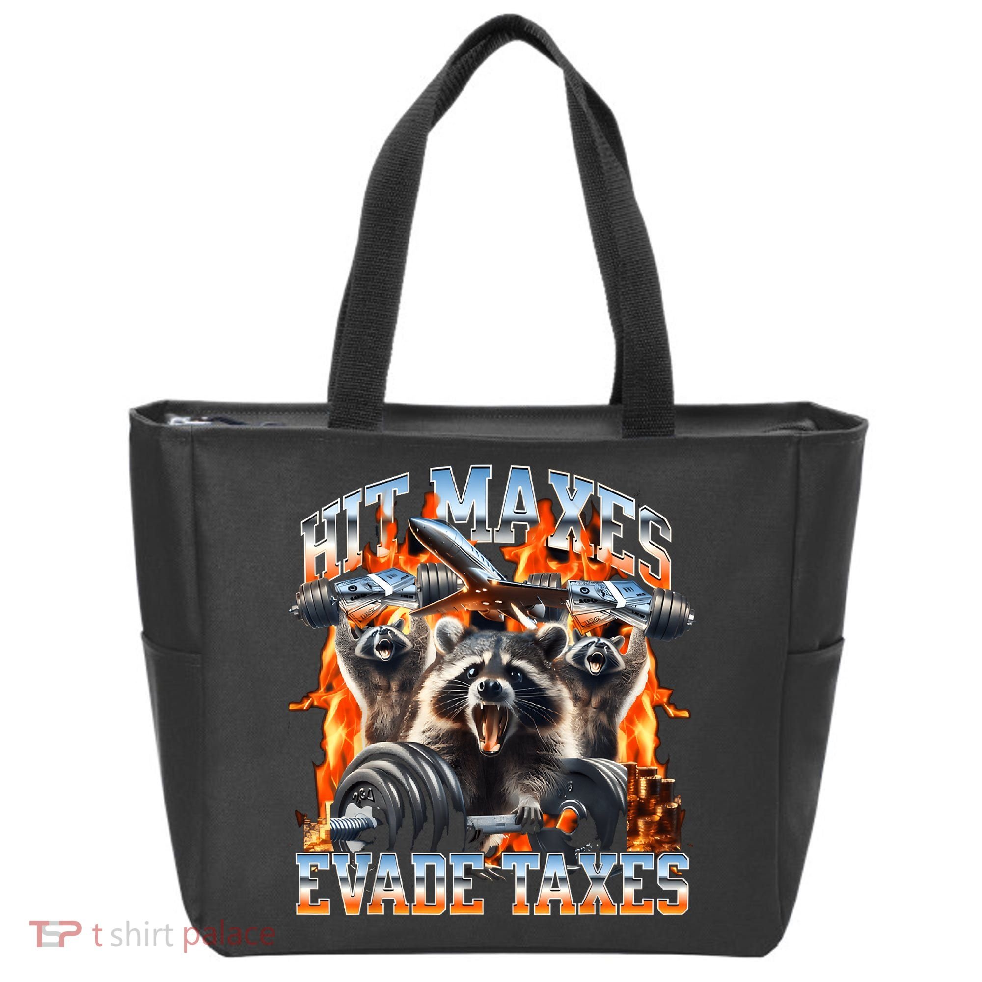 Raccoon Hit Maxes Evade Taxes Tote Bag