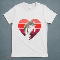 Retro Heart Manatee Vintage Valentine Women T-Shirt thumb 5