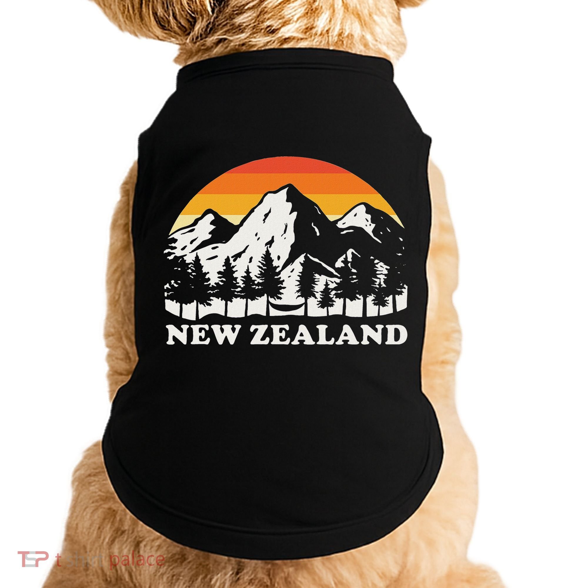 Retro Hiking Mountains New Zealand Doggie Tank