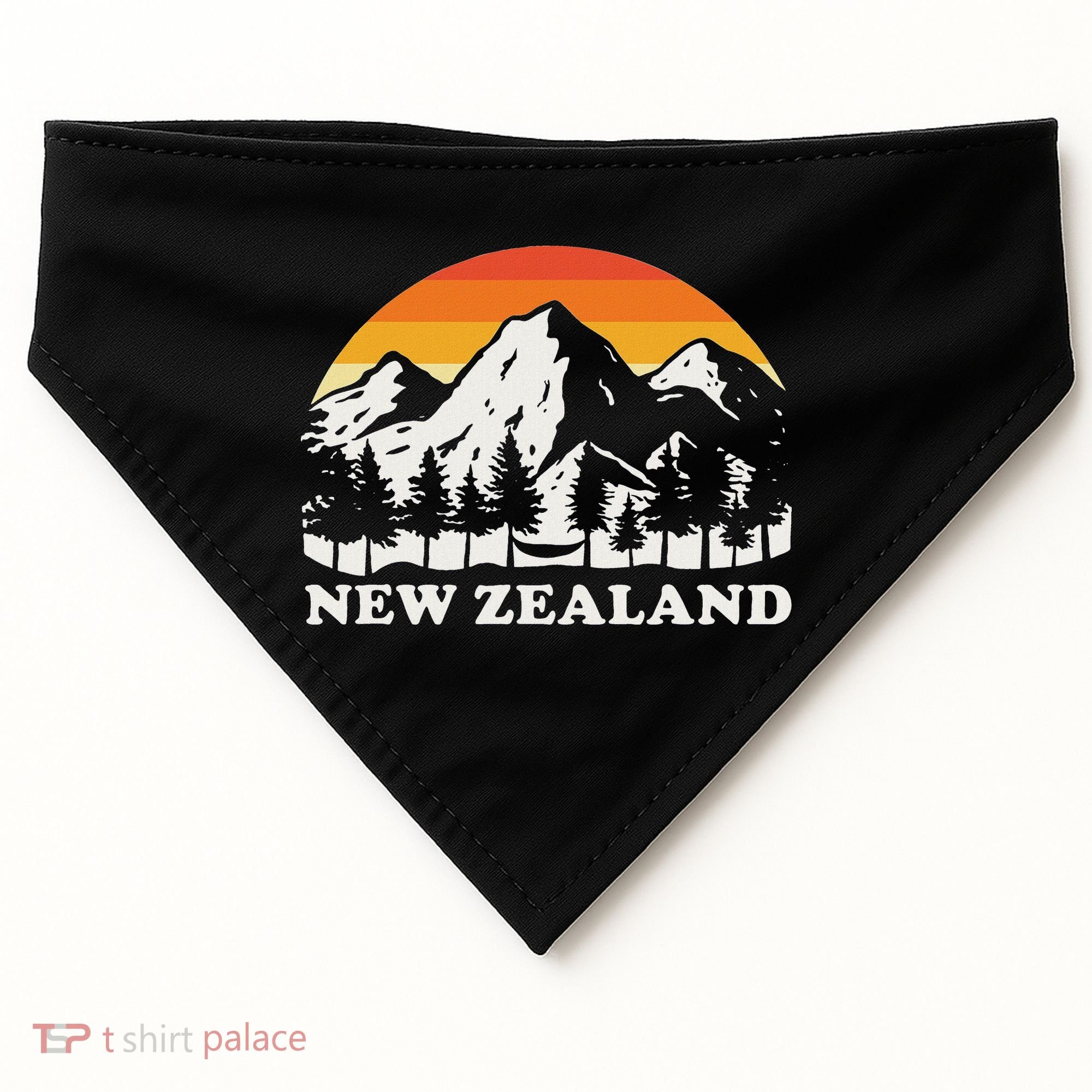 Retro Hiking Mountains New Zealand USA-Made Doggie Bandana