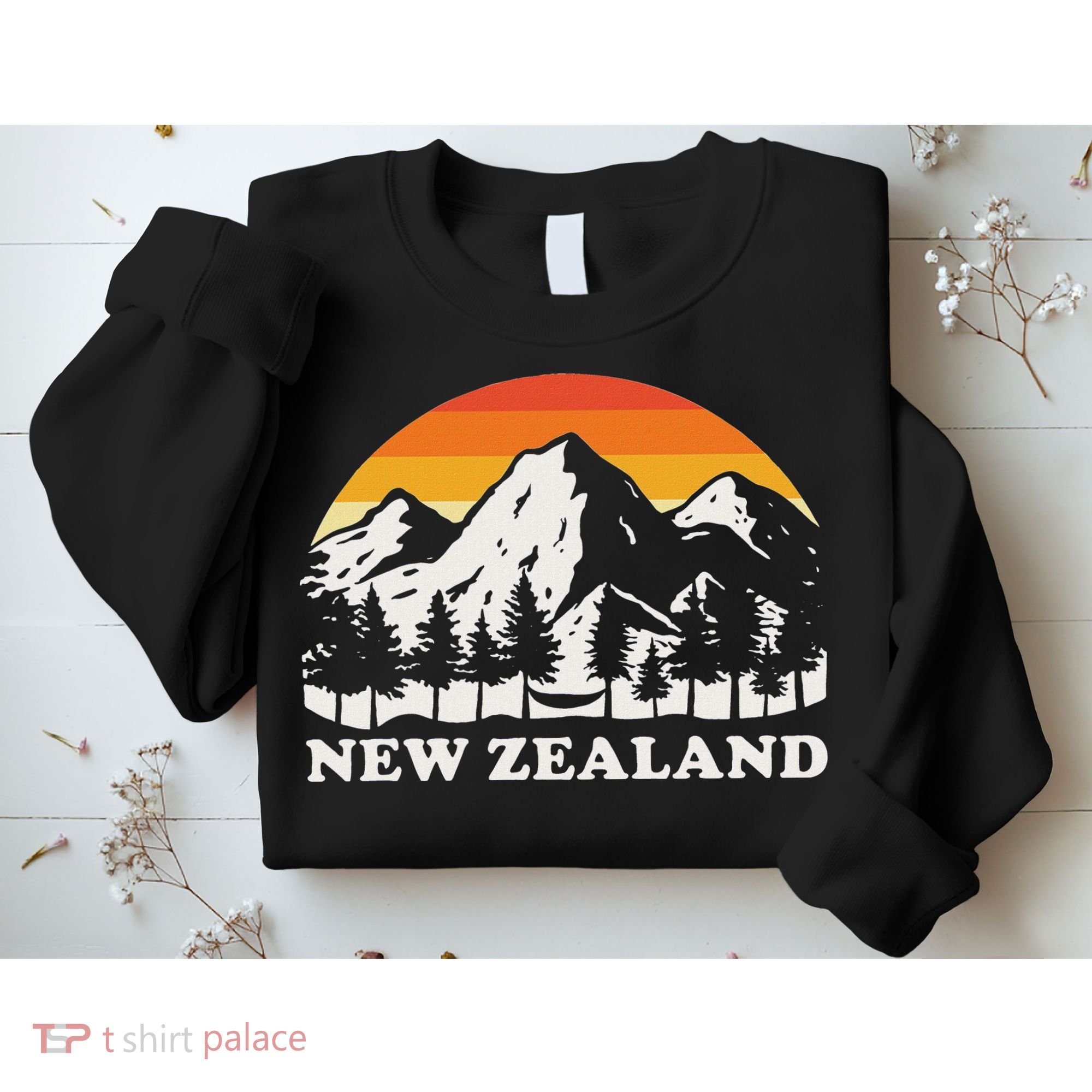 Retro Hiking Mountains New Zealand Sweatshirt