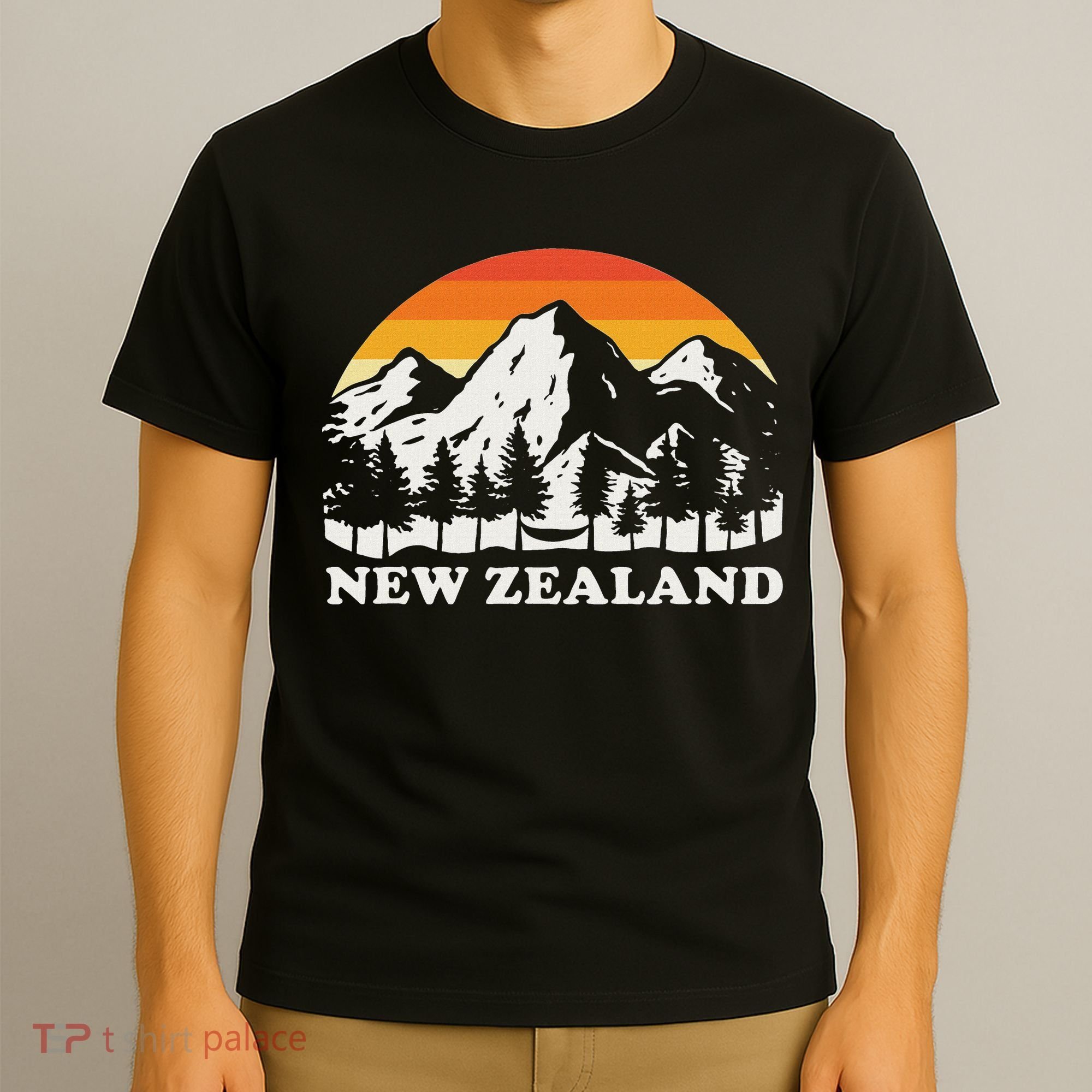 Retro Hiking Mountains New Zealand T-Shirt