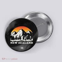 Retro Hiking Mountains New Zealand Button thumb 0