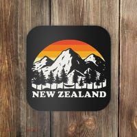 Retro Hiking Mountains New Zealand Coaster thumb 0