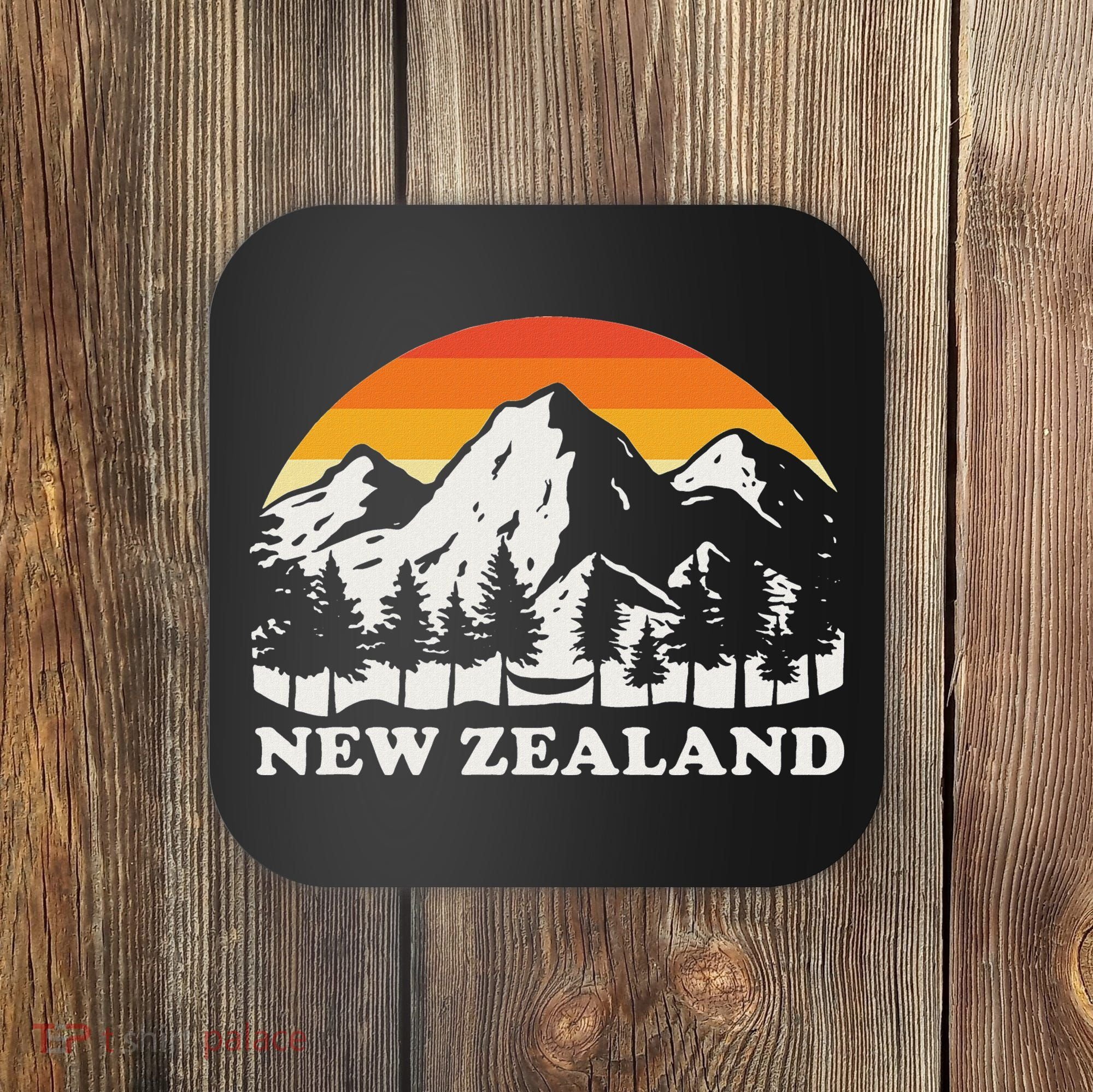 Retro Hiking Mountains New Zealand Coaster