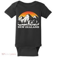 Retro Hiking Mountains New Zealand Baby Bodysuit thumb 0