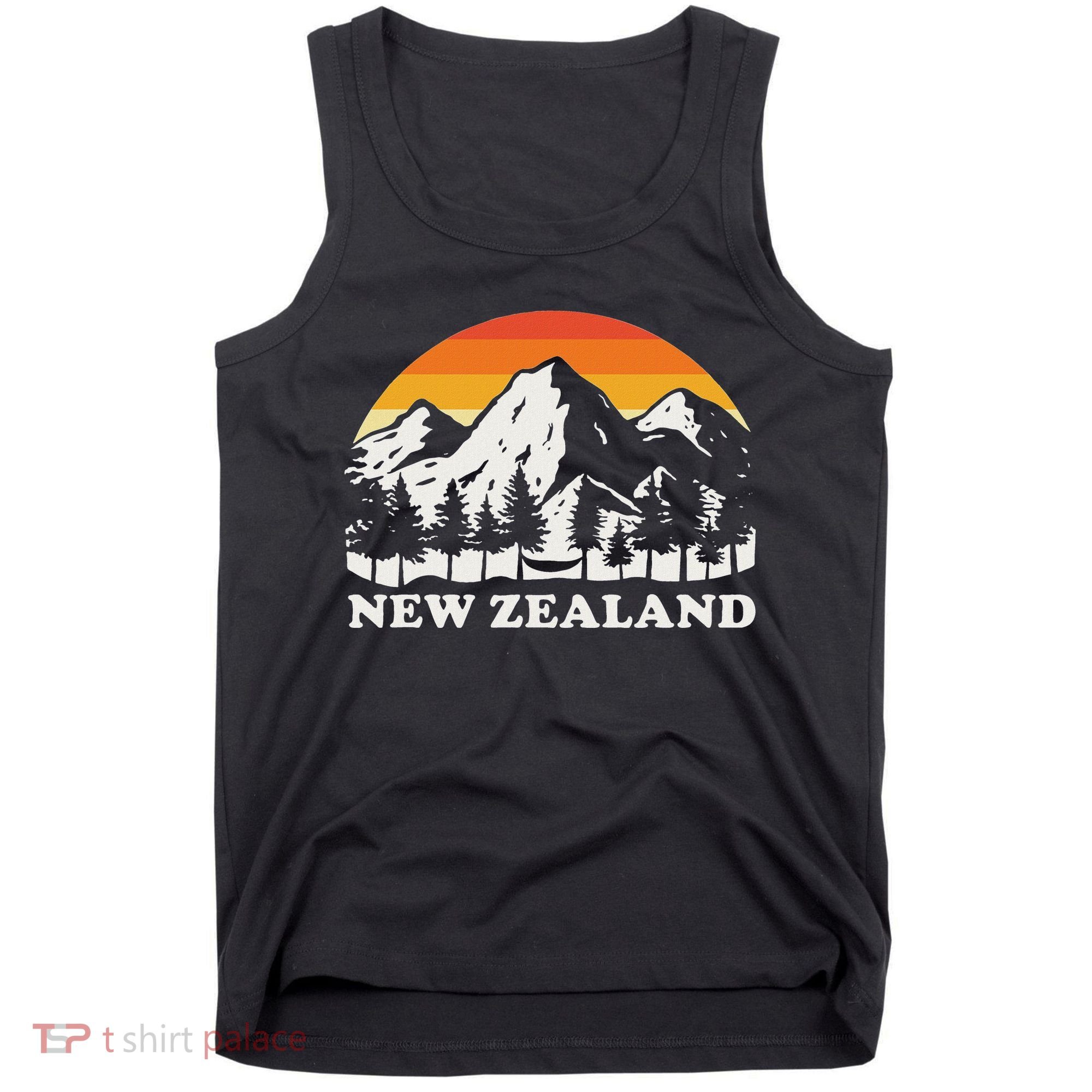 Retro Hiking Mountains New Zealand Tank Top