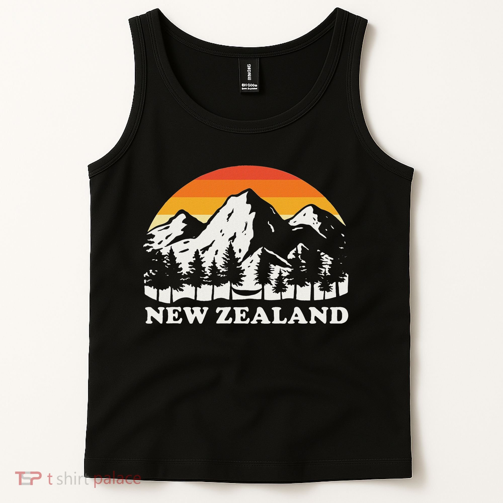 Retro Hiking Mountains New Zealand Tank Top