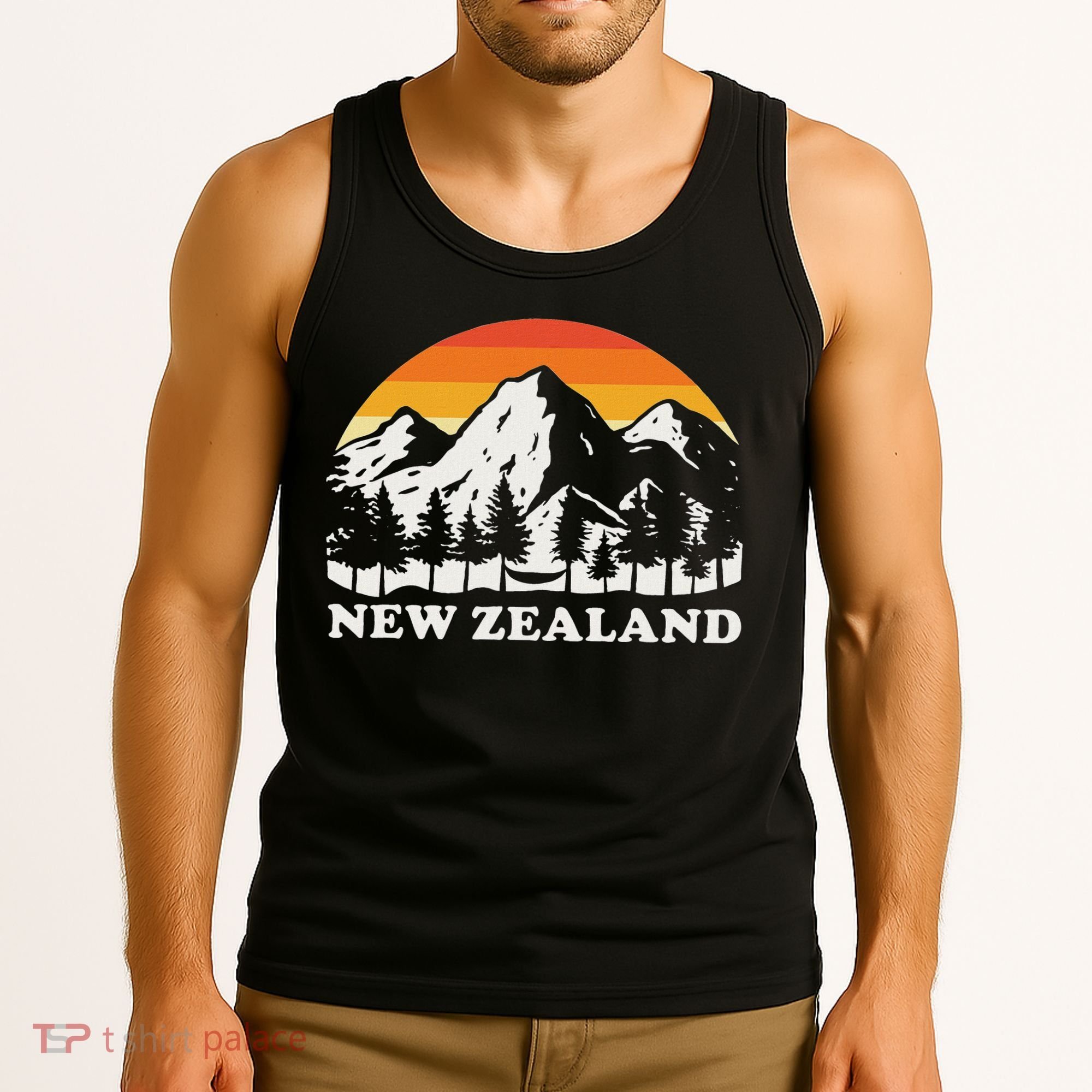 Retro Hiking Mountains New Zealand Tank Top