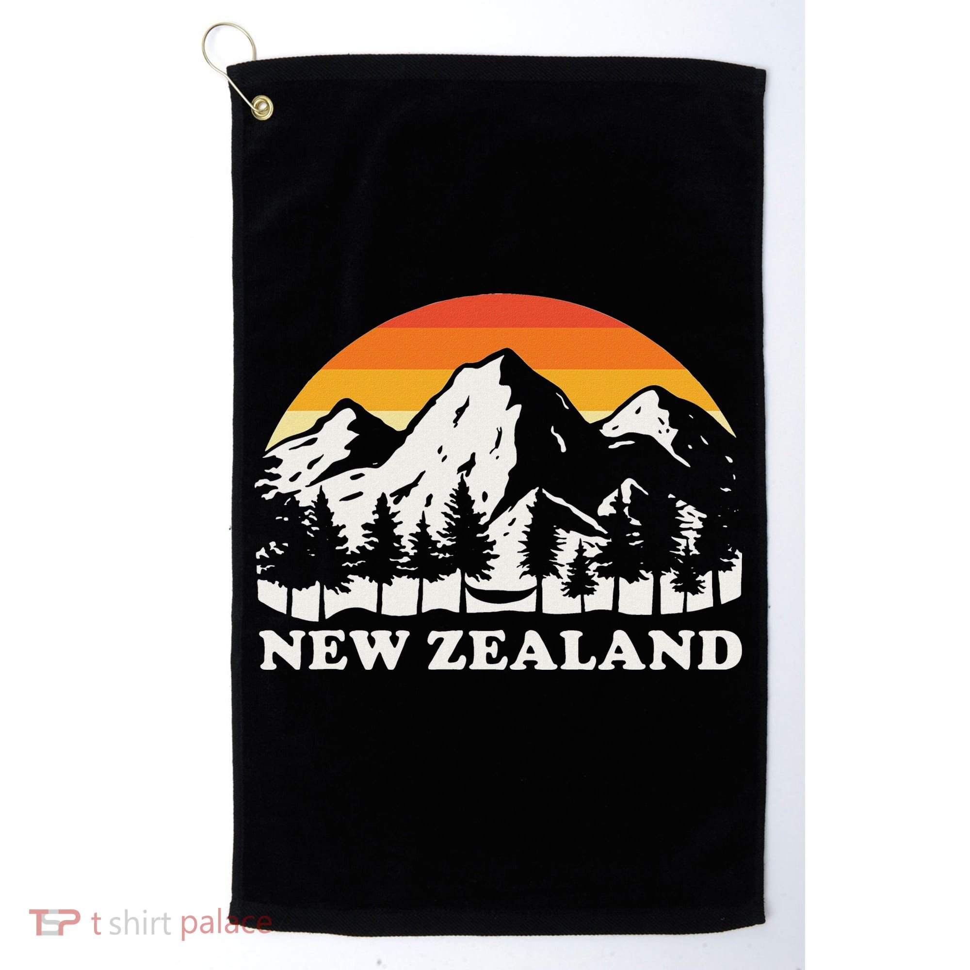 Retro Hiking Mountains New Zealand Golf Towel