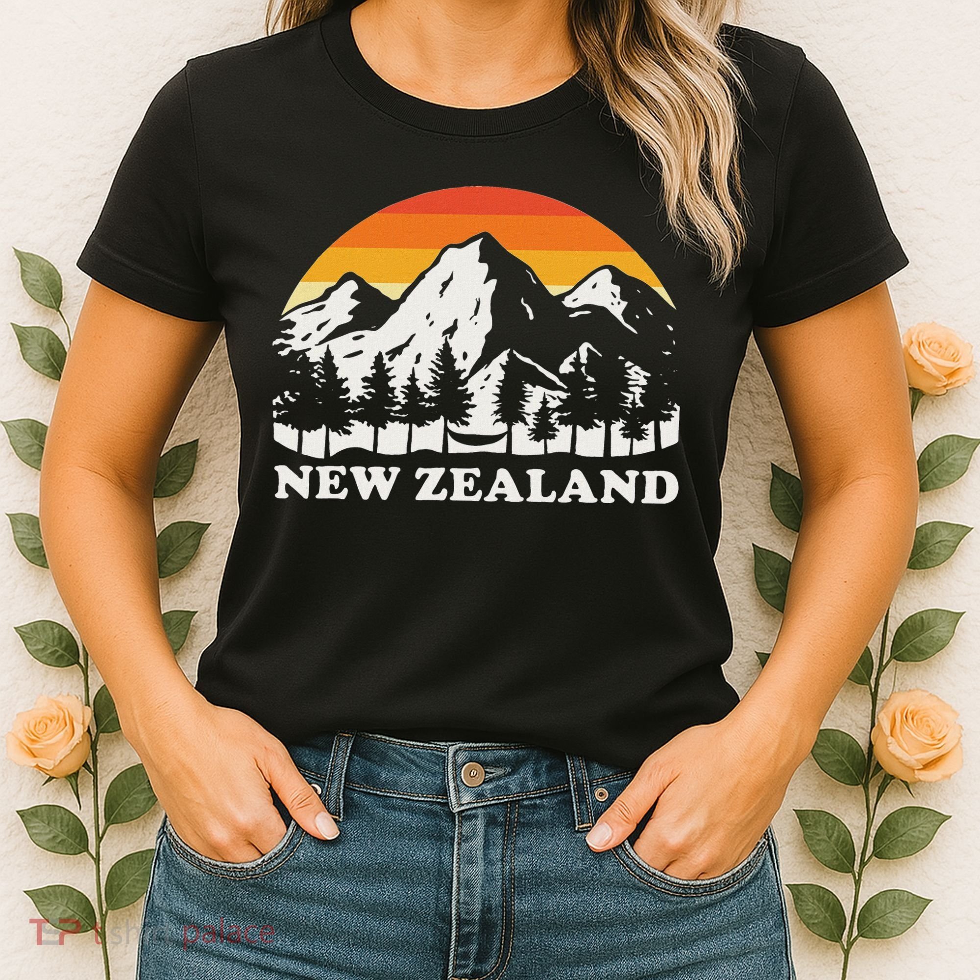 Retro Hiking Mountains New Zealand Women's T-Shirt