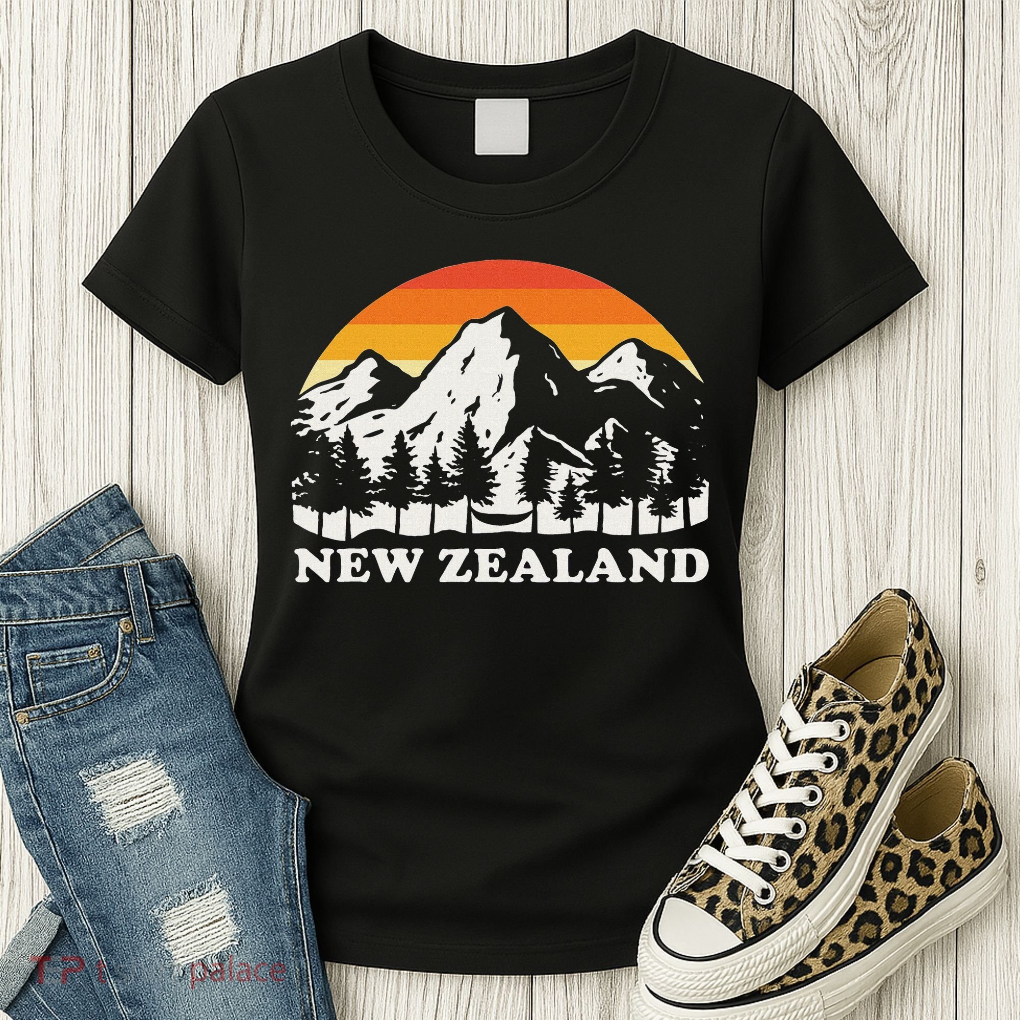 Retro Hiking Mountains New Zealand Women's T-Shirt